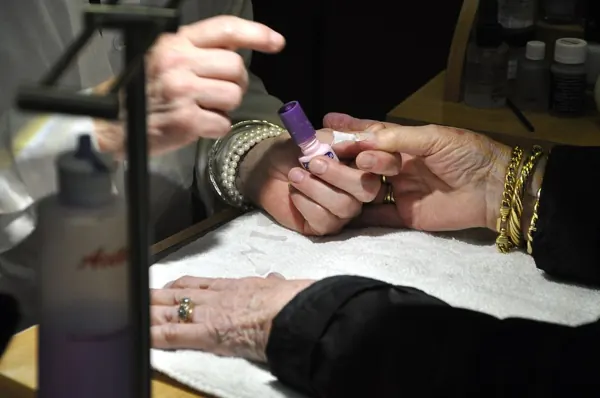 Manicure in progress